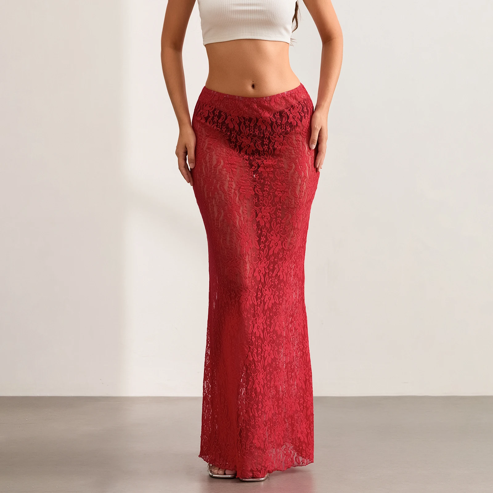 

Y2K Fairycore Boho Floral Lace Maxi Skirts Women Sexy Sheer Low Waist Vintage Long Skirts 2025 Summer Harajuku Holiday Outfits