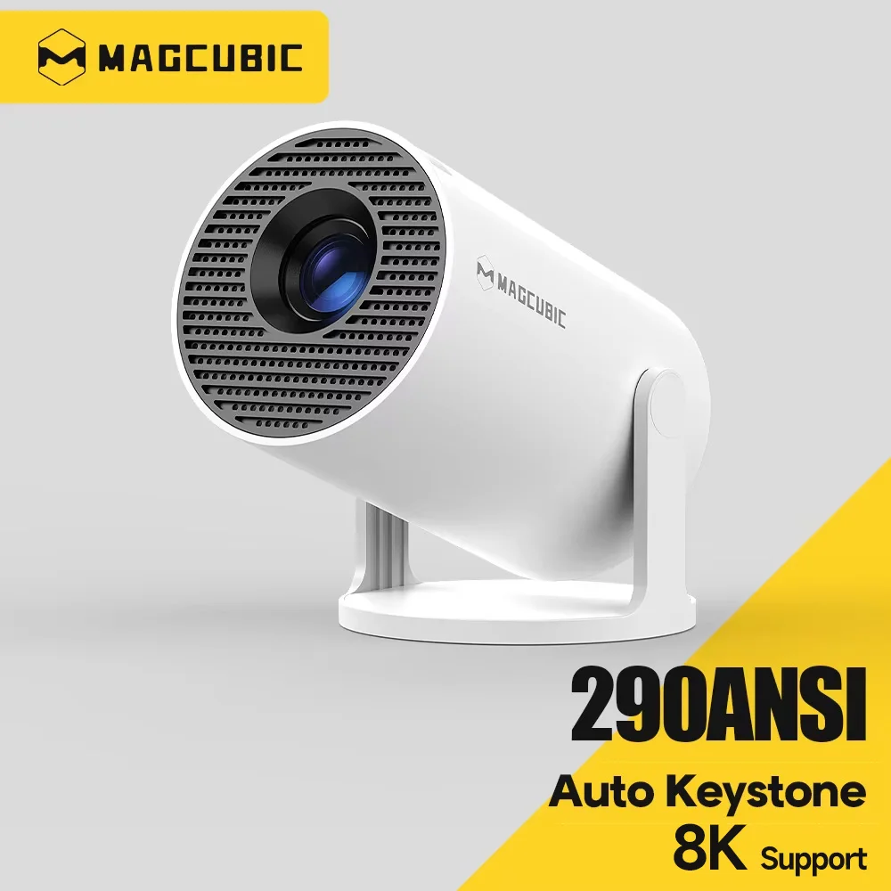Magcubic HY300 Pro Indoor-Outdoor-Projektor, 290 Ansi Lumen, 720P Native 1080P, Android 14, Dual Wifi6, Bt5.4, 8K, Allwinner H726, tragbarer Projektor