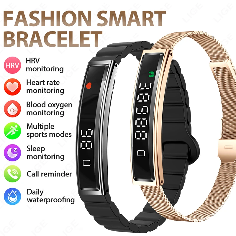 

Смарт-браслет LIGE: фитнес-трекер, умные часы с функцией напоминания о звонках, мониторинг сердечного ритма и сна, водонепроницаемый шагомер для здоровья