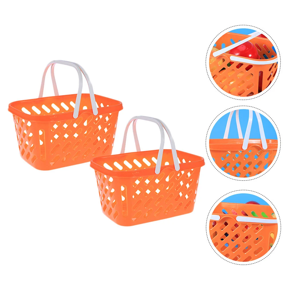 2 Pcs Shopping Basket Toys Storage Organizer Cart Vegetable Portable Grocery Abs Raw Material Baskets Toddler