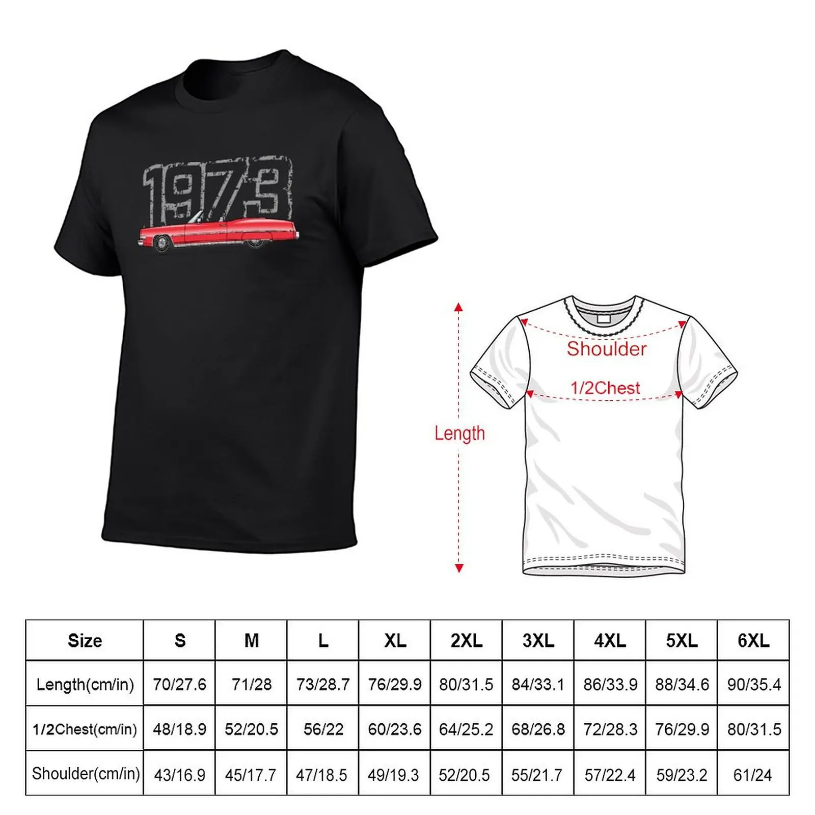 Camiseta vermelha 1973 vintage para homens, Tee campeão, extragrande