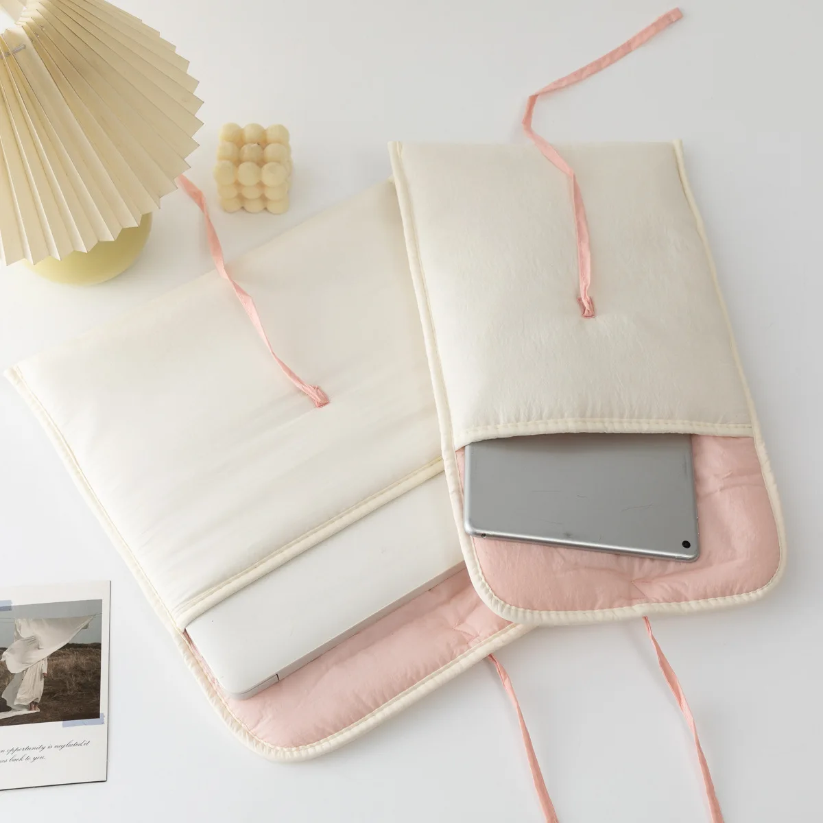 Sweet Ins Ballet‑Style Padded Macaron Laptop Sleeve, Fluffy Protective Inner Bag for iPad 13‑Inch Laptop & 11‑Inch