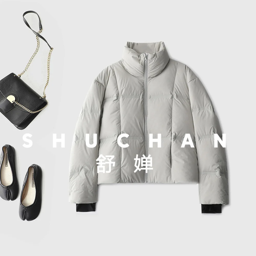 سترة قصيرة بياقة واقفة للنساء شتاء جديد بياقة واقفة Casacos De Inverno Feminino 2025 #3