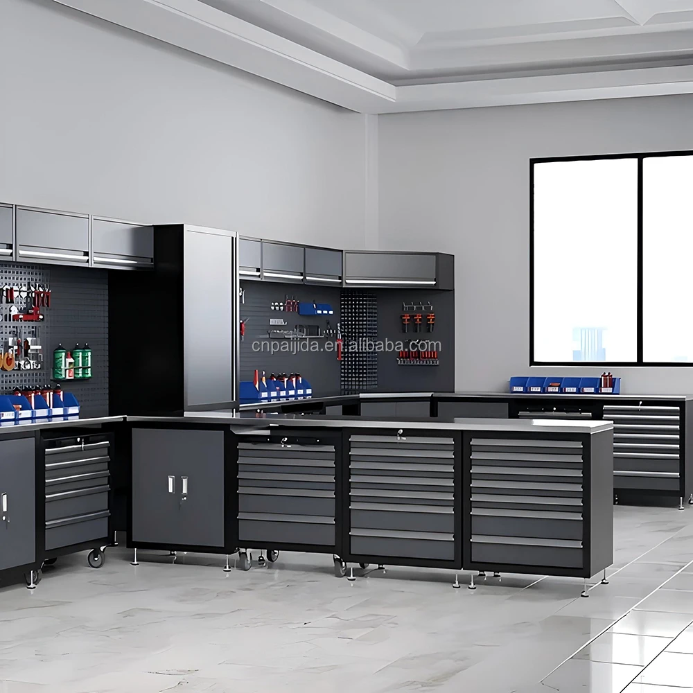 Tool Cabinets Workbench Combination With Multiple Drawers Modular Garage Tool Cabinet Workbench System OEM SupportedATV&UTV
