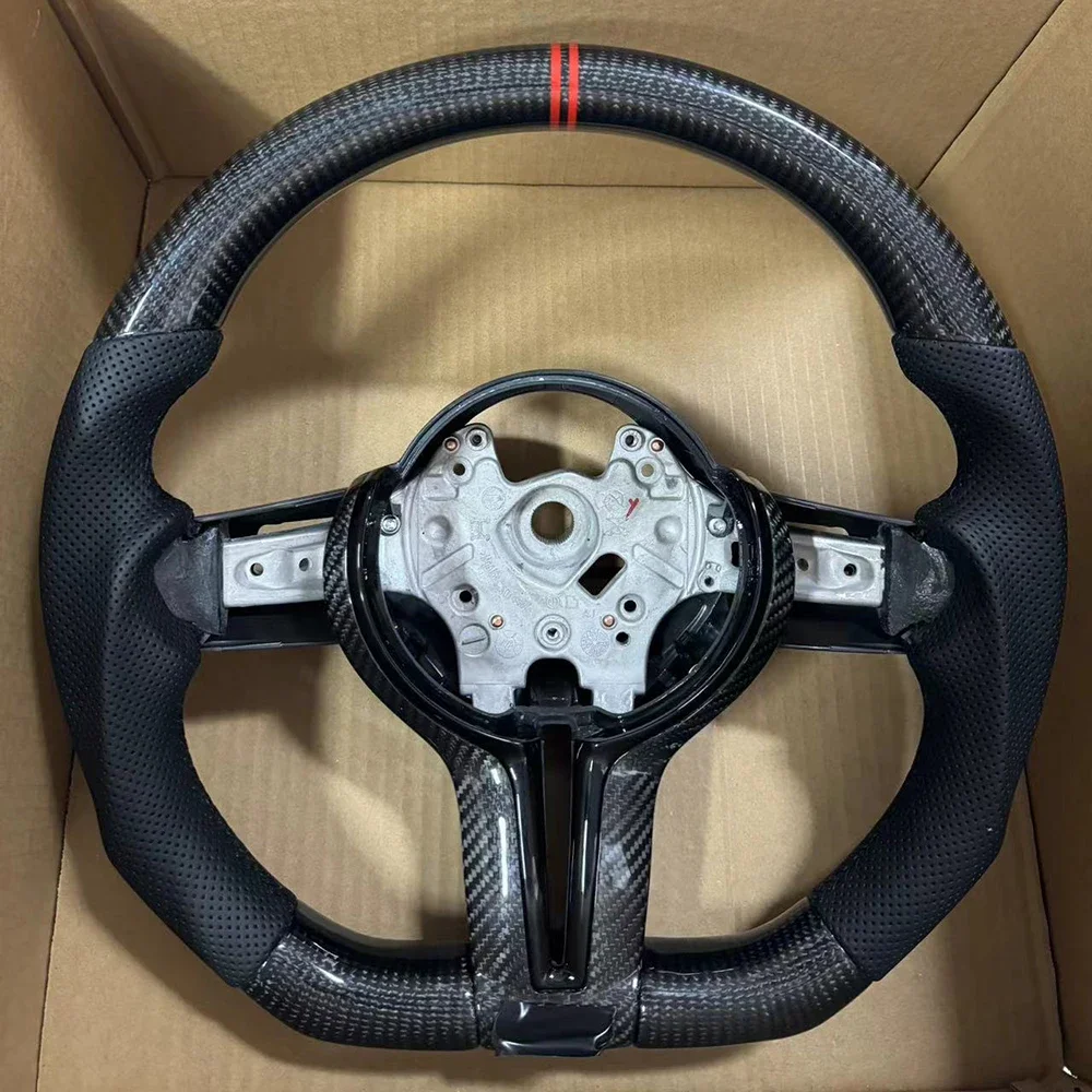 For BMW M Sport F30 F31 F10 F45 F46 F20 F22 F31 F36 Carber Fiber Perforated Leather Steering Wheel  Base Assembly