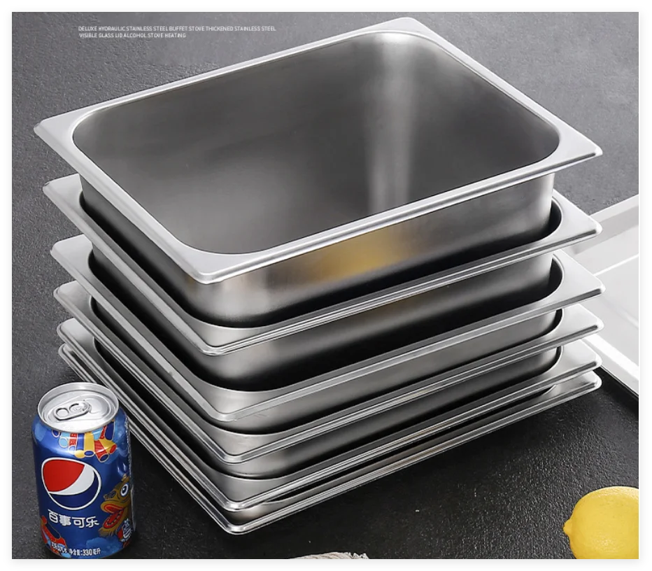 Food Buffet Basin Plates Stainless Steel  Square Pots  Tray Dishes