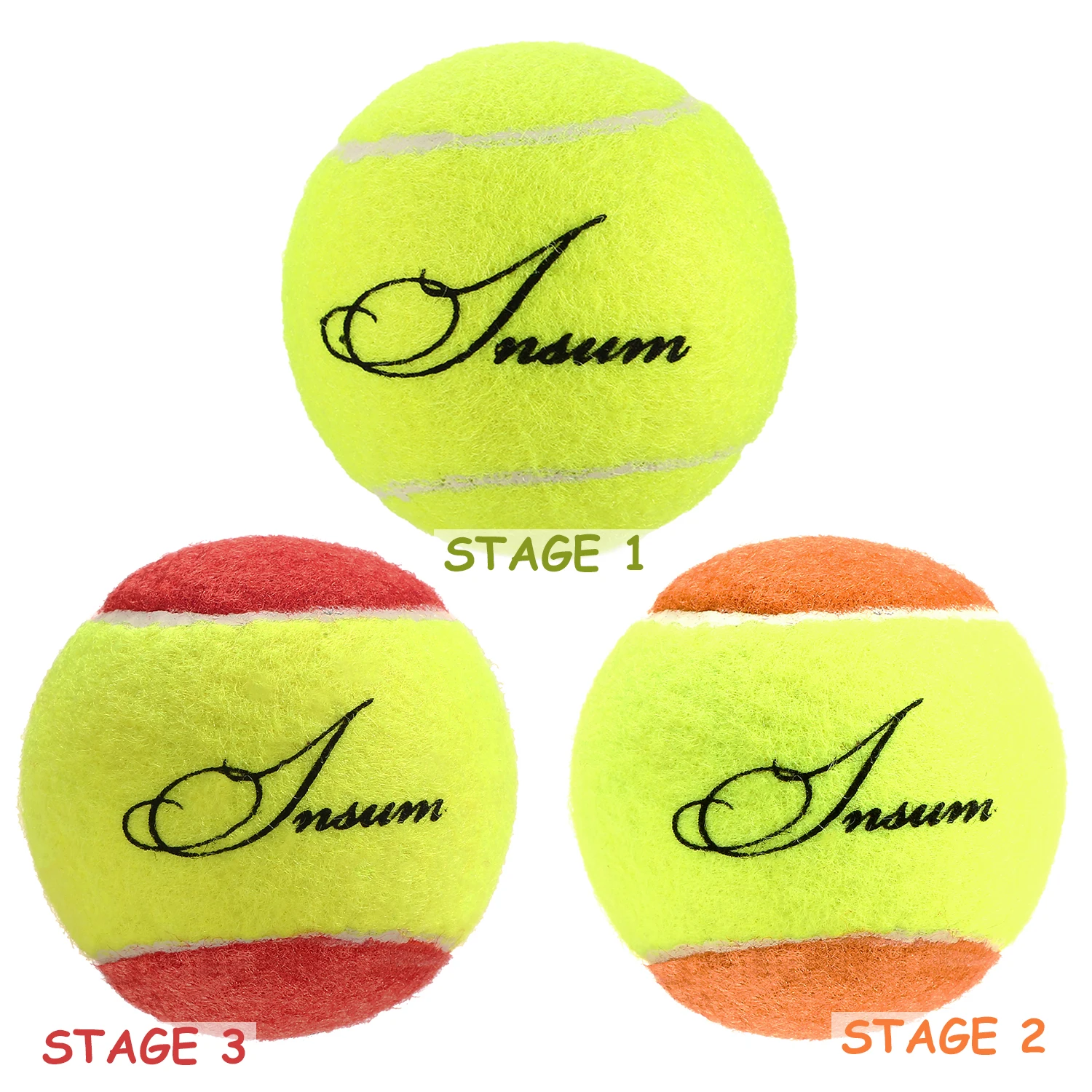 

insum Junior Kids Tennis Balls Felt for Beginner Teen Red Orange Green,25%,50%,75% Slower Speed Low Compression Tennis Ball for