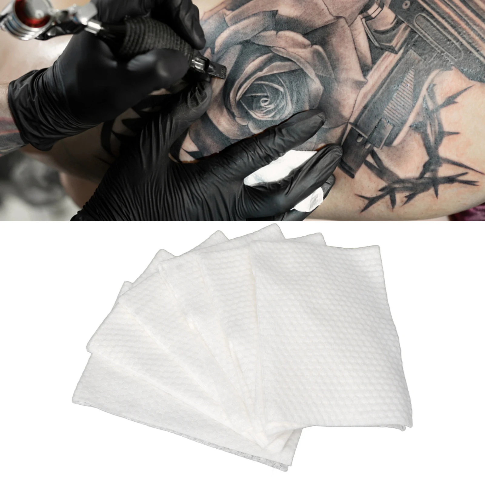 50pcs Tattoo Wipe Paper Professional Disposable Soft Cleaning Tattoo Towel Tissue for Makeup White Cleaning Tattoo Towel Tissue