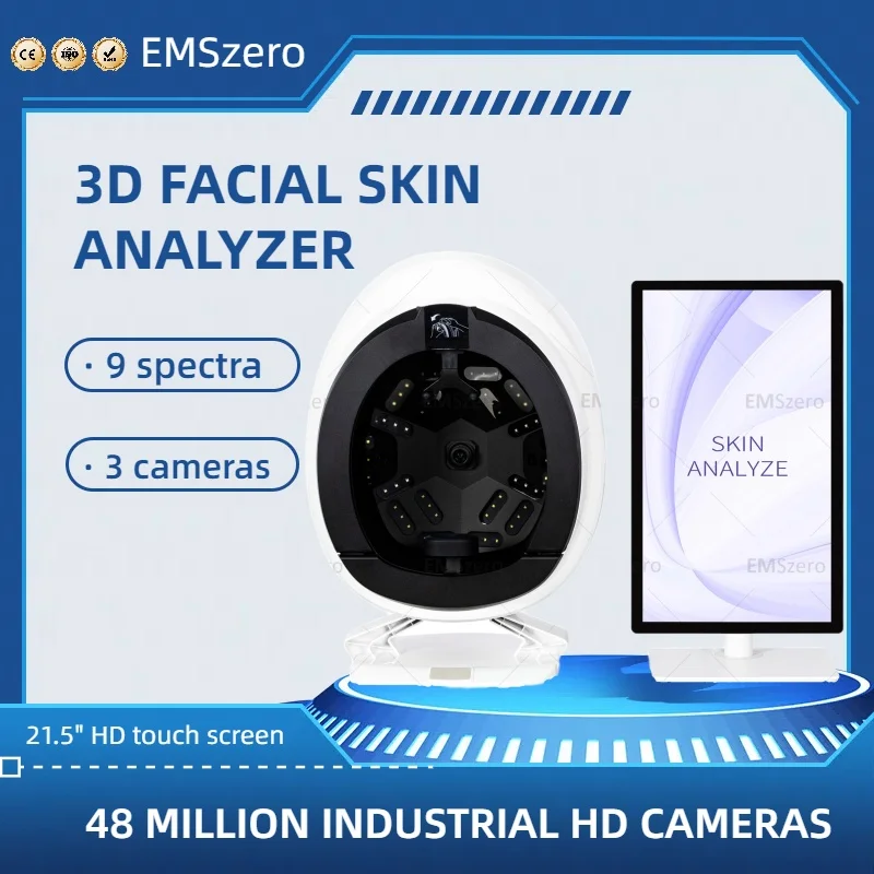 9-Spectral Imaging Technology 3D Facial Skin Analysis Detector 48 Million Pixel Camera 180 ° Fully Automatic Full Face Capture