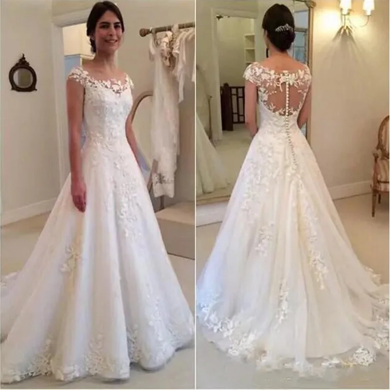 

A Line Women Wedding Dresses Lace Tulle Bridal Gowns Formal Occasion Vestido De Noiva robe de mariée