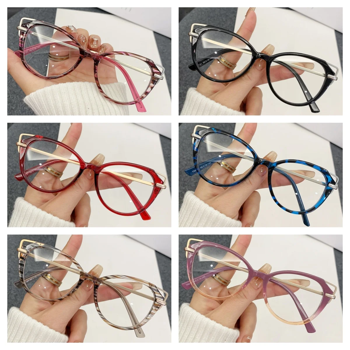 New Fashion Colourful Cat Eye Women's Prescription Glasses Anti Blue Light Myopia Glasses Reading Eyeglasses