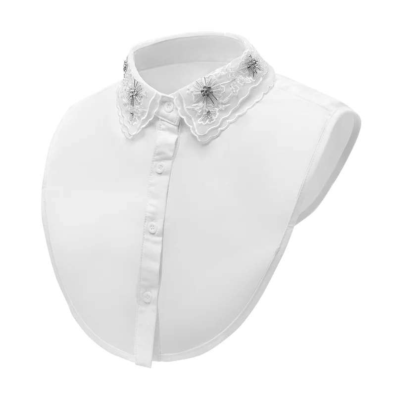 White Fake Collar Neckwear Tie Sweater Blouse Decoration for Womens Fashionable and Elegant Half Shirt Detachable Collar