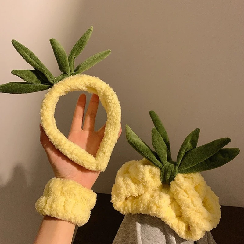 Yellow Pineapple Headband Wash Face Hair Bands Hair Hoops Girls Thick Cute Plush Hairbands Headband Fashion Hair Accessories