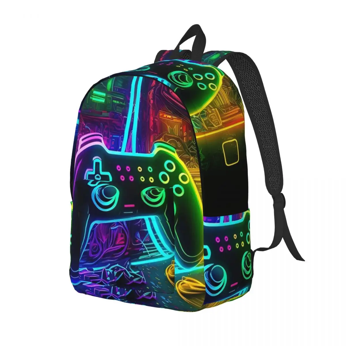 Video Game Gaming Controller Backpack for Men Women Cool High School Travel Daypack Graffiti Art College Shoulder Bag Sports