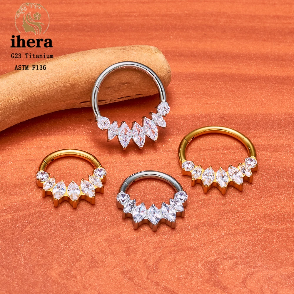 ASTM F136 Titan Birnenförmiger Zirkonia Nasenring 16G Klappbarer Clicker Segment Daith Ohrring Hoop Septum Knorpel Conch Helix Piercing Schmuck – Detail 25