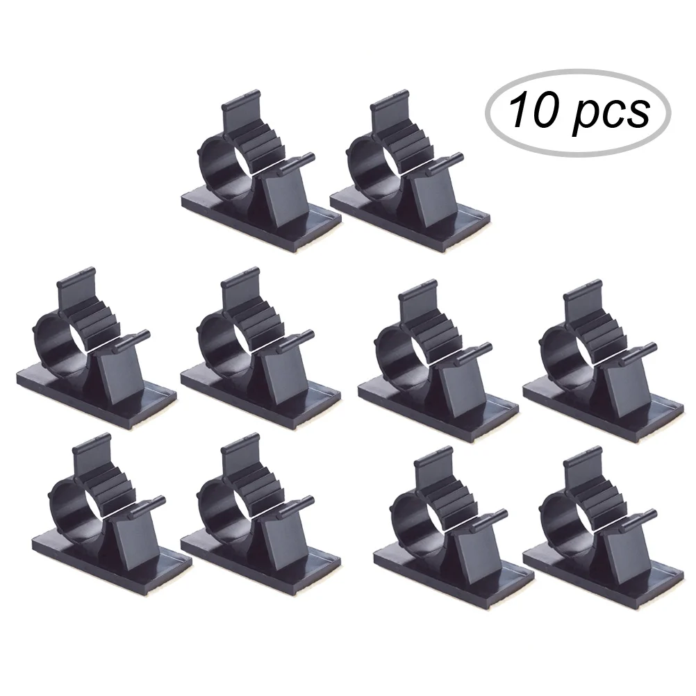 

10Pcs Cable Clips Black Plastic Adhesive Backed Wire Management Clips Cable Clamps Holder for Desktop Workspace Neat Organized