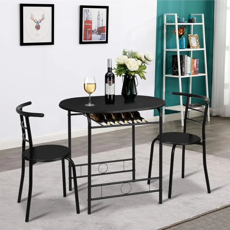 

3 Piece Dining Set,Small Kitchen Table Set for 2,Kitchen Wooden Table and 2 Chairs for Small Space/Dining Room/Apartment