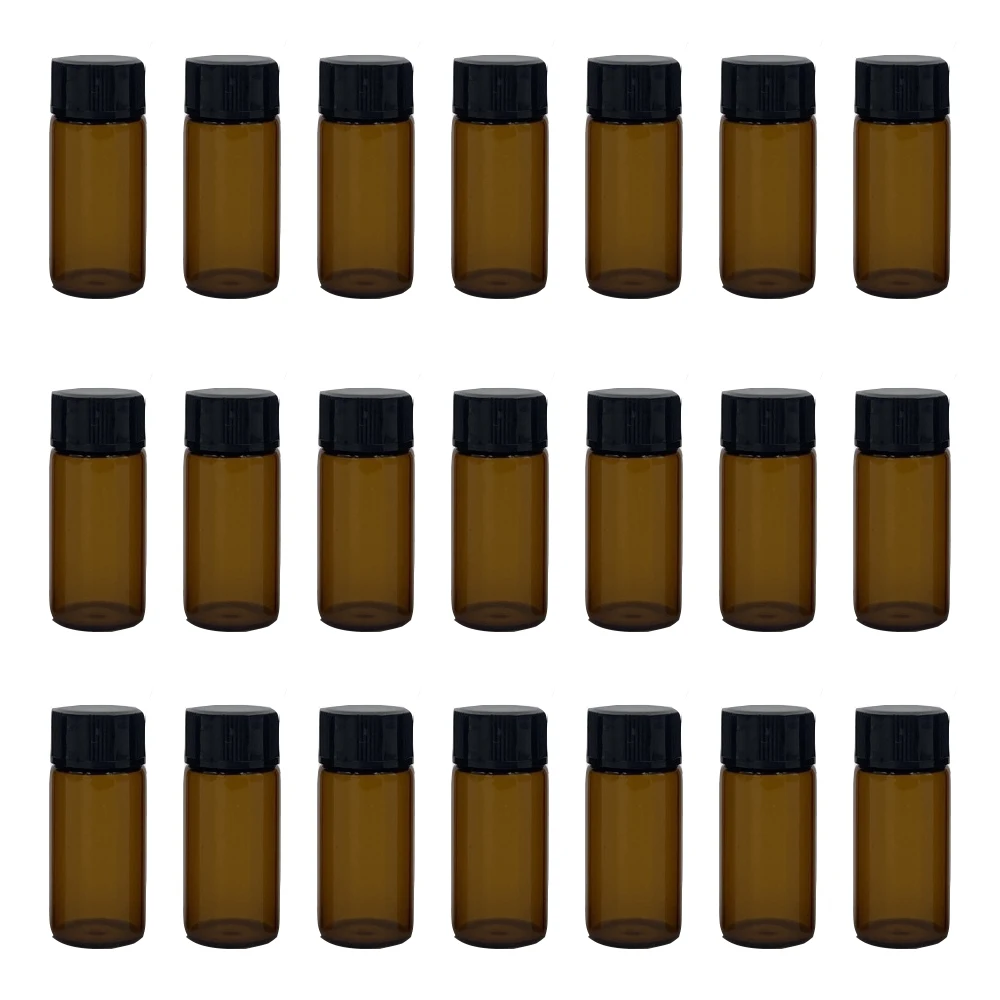 

100pcs 3ml 5ml Transparent Amber Small Glass Vials Bottles Brown Sample Laboratory Reagent Containers with Screw Caps Lids