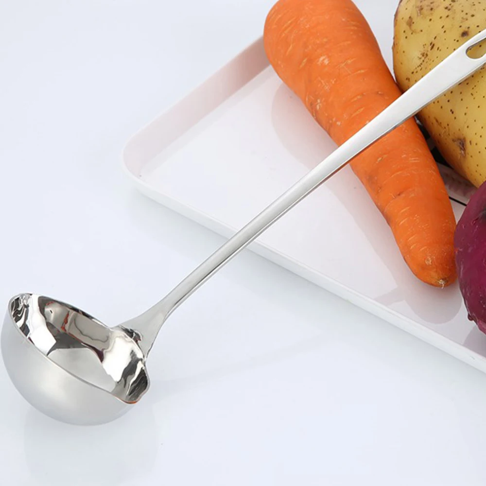 

Spoon Soup Colander For Kitchen With Heat Insulation Anti-Scalding Stainless Steel Long Handle Soup Spoon With Pouring Spout