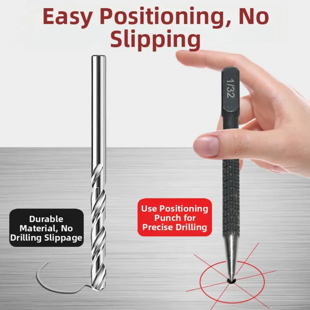 

Durabled 4-Piece Center Punch Set With Non-Slip Handle For Precision Marking Wood Glass Press Dent Metal Dril Hand Tools