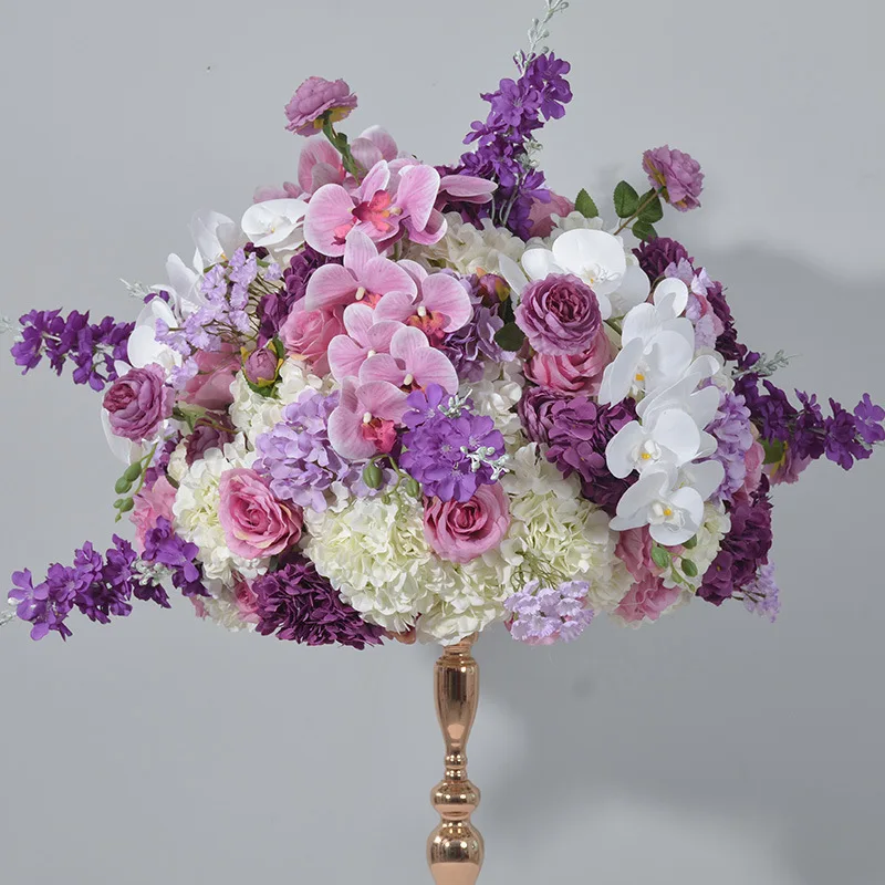 قطعة مركزية لطاولة الزفاف شمعدان ديكو إكليل الزهور تاج أبيض وردي أخضر ورقة ترتيب الزهور ديكور حفلات الحدث