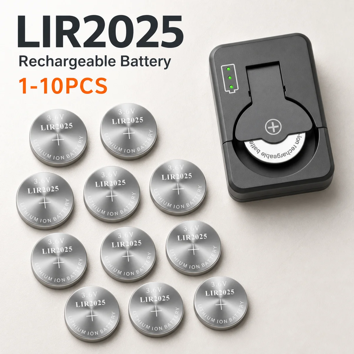 Rechargeable Lithium Coin Cell Battery LIR2025 3.6V 1-10PCS For Toy Car Key Fob Scale Remote Control, ML2025 CR2025 Compatible