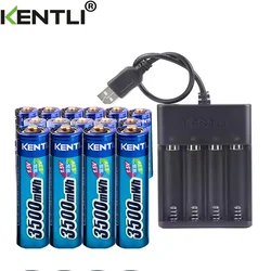 KENTLI 1.5V 3000mWh lithium li-ion AA aa rechargeable battery +4 Channel polymer lithium li-ion battery batteries charger