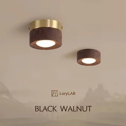 Walnut Wood Brass Downlight Ceiling Light Fixture, Spotlight for Living, Dining Room, Kitchen Island, Corridor aisle, bedroom
