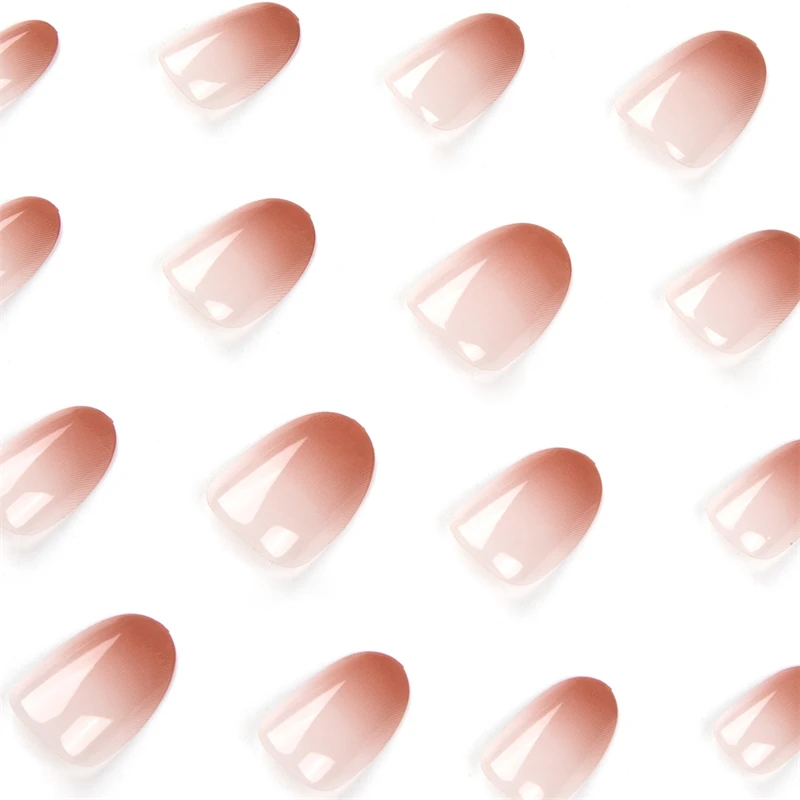 24pcs Short French Wearing Nails Patches Gradient Color Pink Minimalist Nails Tips with Jelly Gel Nail File image 3