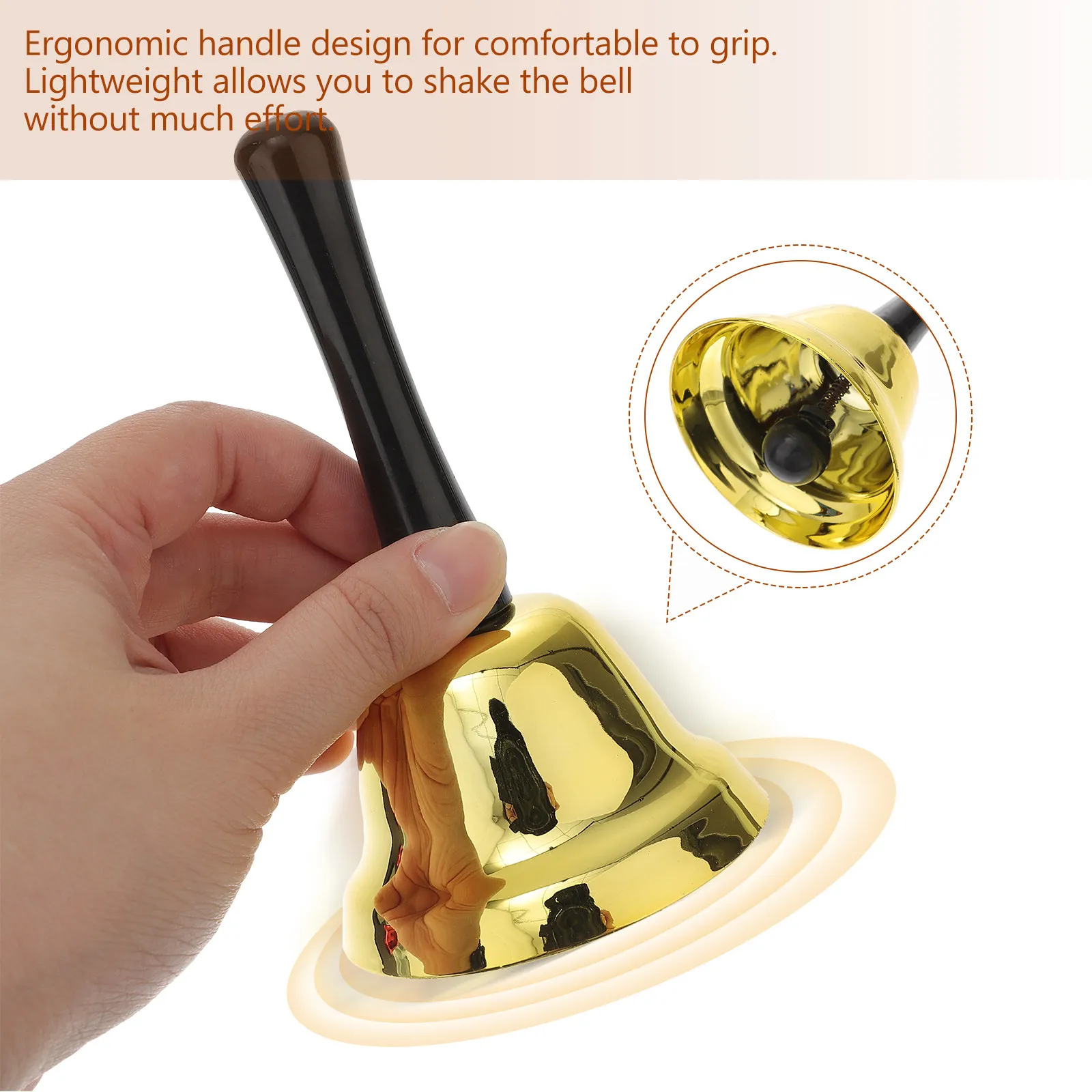 

2 шт. 75-мм изящные металлические колокольчики-звонки, ручные, легкие, прочные, с эргономичной ручкой, для Рождества, школы, дома, вечеринок