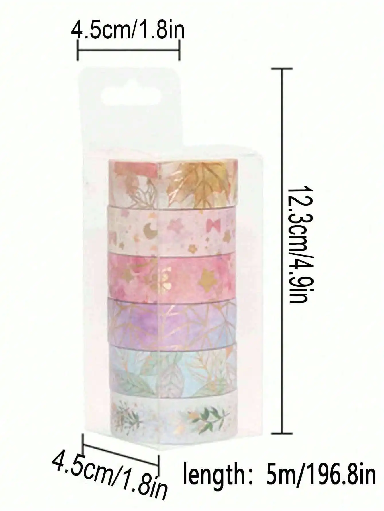 6 Rolls Boxed Flower Bronzing Washi Tape Set with Creative Handmade Art DIY Decorative Sticker Tape for Junk Journal, Scrapbooki