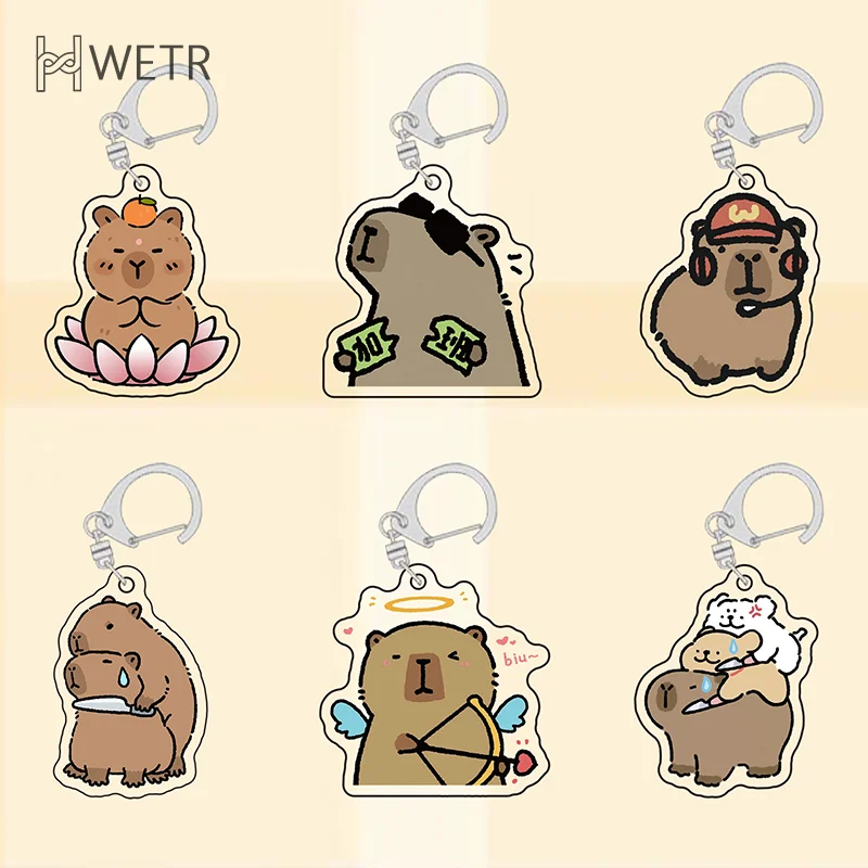 

Kapibala Guinea Pig Keychain Key Chain Cartoon Double Sided Pendant Key Holder Acrylic Pendant For Kids Birthday Gifts
