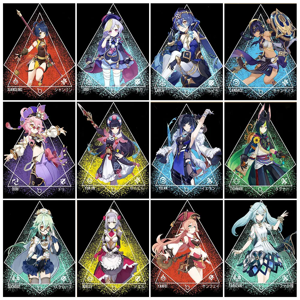 5D DIY Diamond Painting Genshin Impact Anime Cartoon Girl Diamond Mosaic Cross Stitch Game Handicraft Rhinestones Home Decor