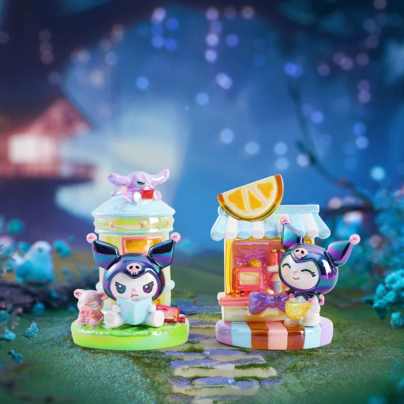 Caixa cega de anime kuromi galvanizada com luz noturna, artesanato em resina, pequenos presentes, feriados, decoração de mesa, presente de aniversário