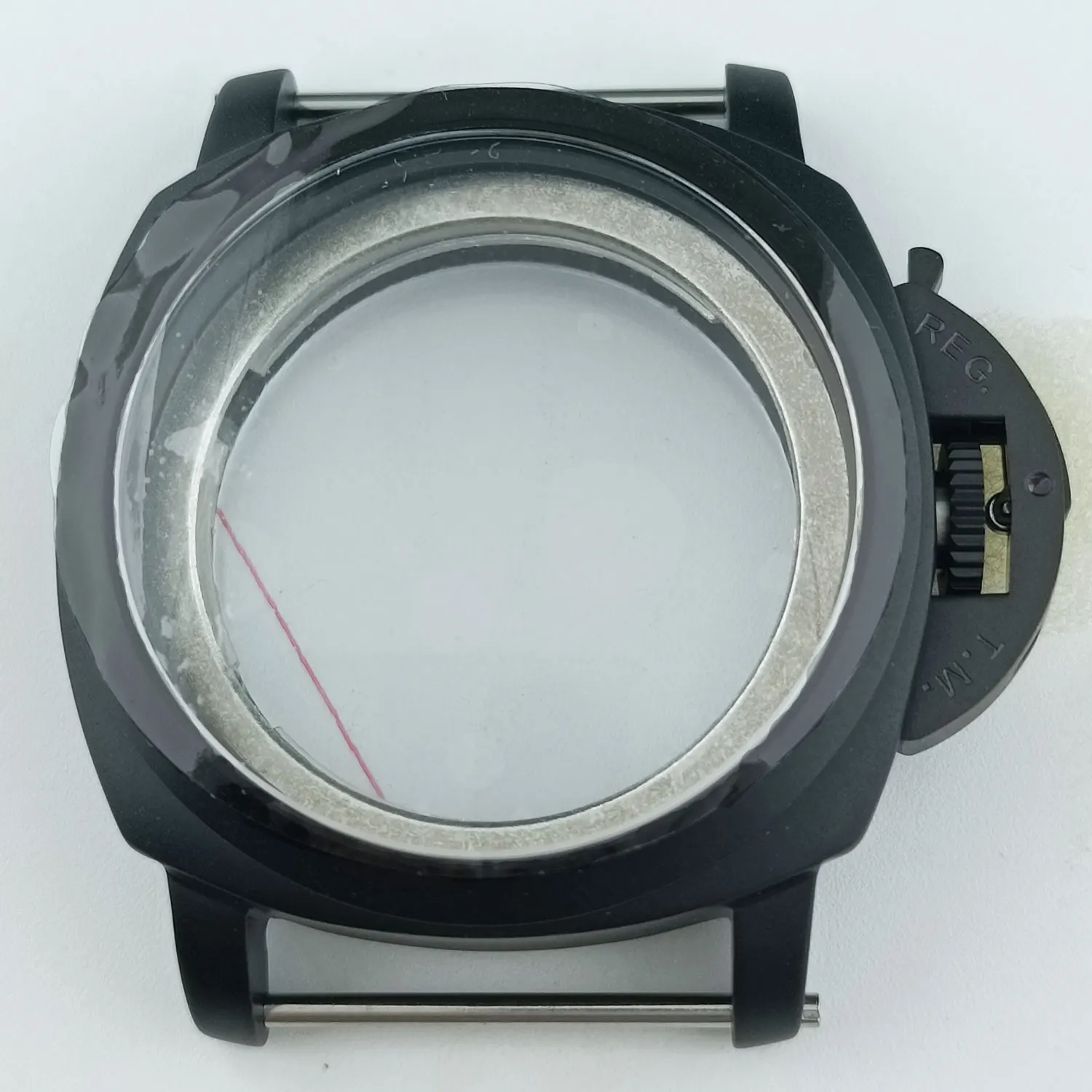 45mm ST2555 Case Brushed Black Case Sapphire Glass Stainless Steel Case For ST2555 movement Watch Accessories