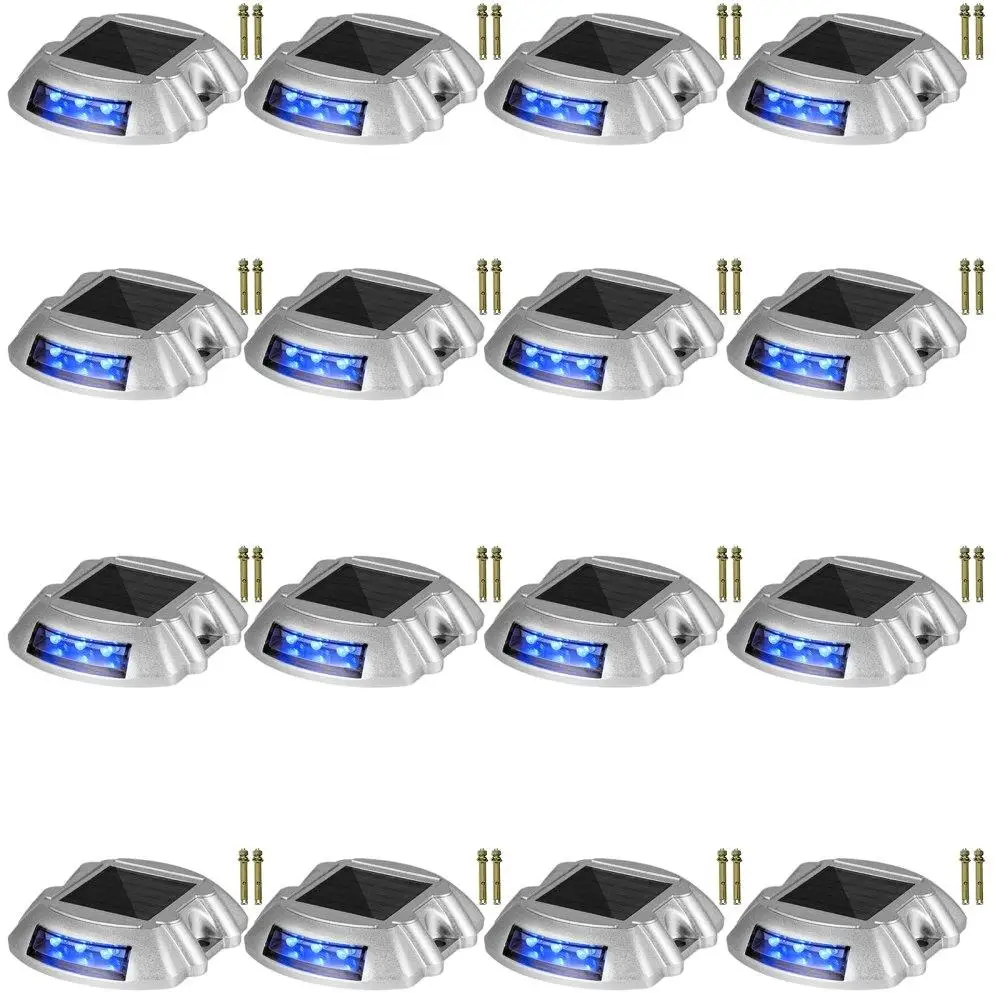 

16-Pack Solar Waterproof Wireless Deck Lights Switch Button Garden for path Walkway Bright Blue