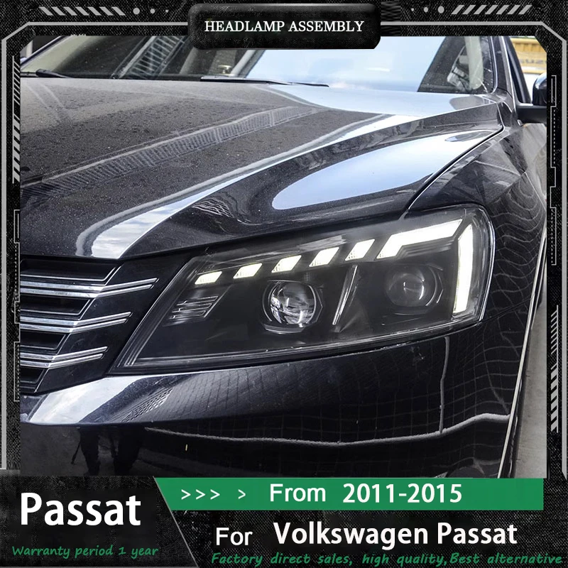 

Автомобильные фары для VW Passat B7 2011-2016, светодиодные фары, DRL, сигнальные линзы проектора, автомобильные аксессуары