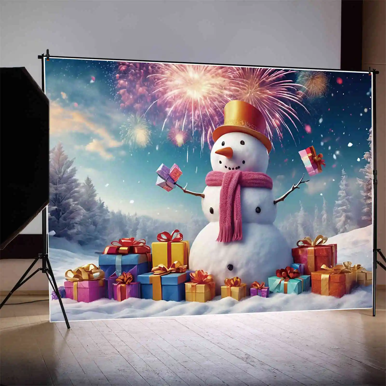 MOON.QG 크리스마스 눈사람 배경 사진 크리스마스 트리 겨울 Photozone 배경 베이비 스튜디오 Photozone 액세서리