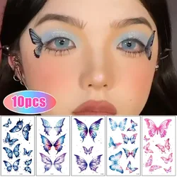 Waterproof Butterfly Temporary Tattoo Stickers 10PCS Colorful Wings Eyes Corner Art Face Stickers Stage Festivals Party Makeup