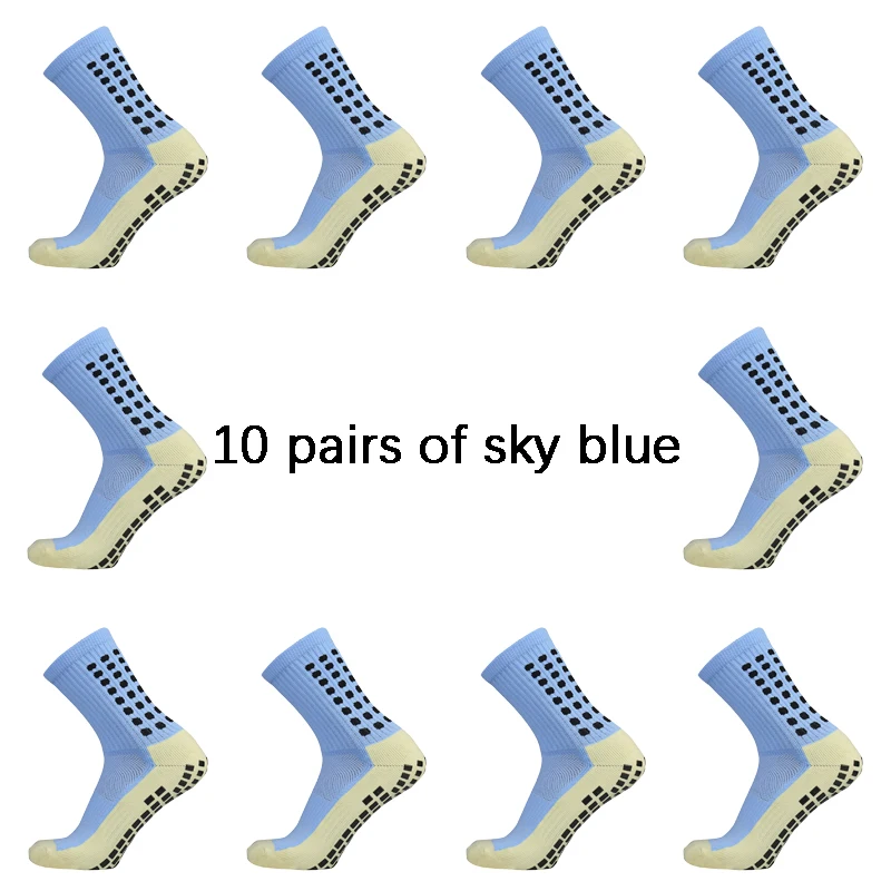 10 Pairs/lot Men Womens Football Socks Cotton Square Silicone Suction Cup Grip Anti Slip Soccer Sports Rugby Socks Tennis Socks