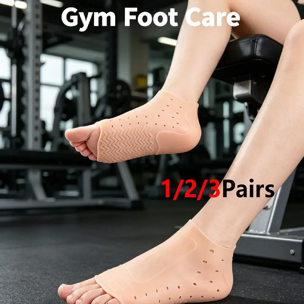1/2/3Pairs Soft Silicone Heel Socks, Open-Toe Moisturizing Sleeves for Dry Cracked Feet Foot Care Pedicure Women