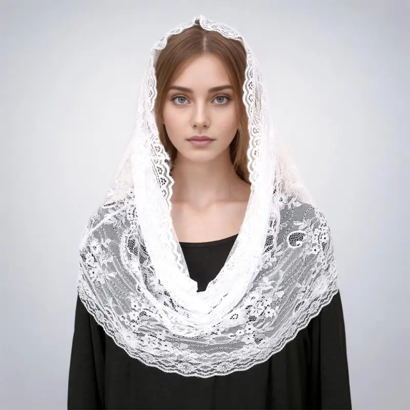 Y3ne Woman Mantilla Lace Shawl Wedding Churv
