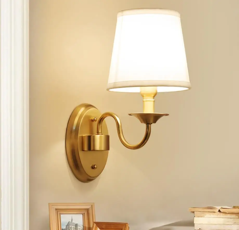 

All-copper American Wall Lamp Bedroom Bedside Lamp European Lamp Modern Simple Corridor