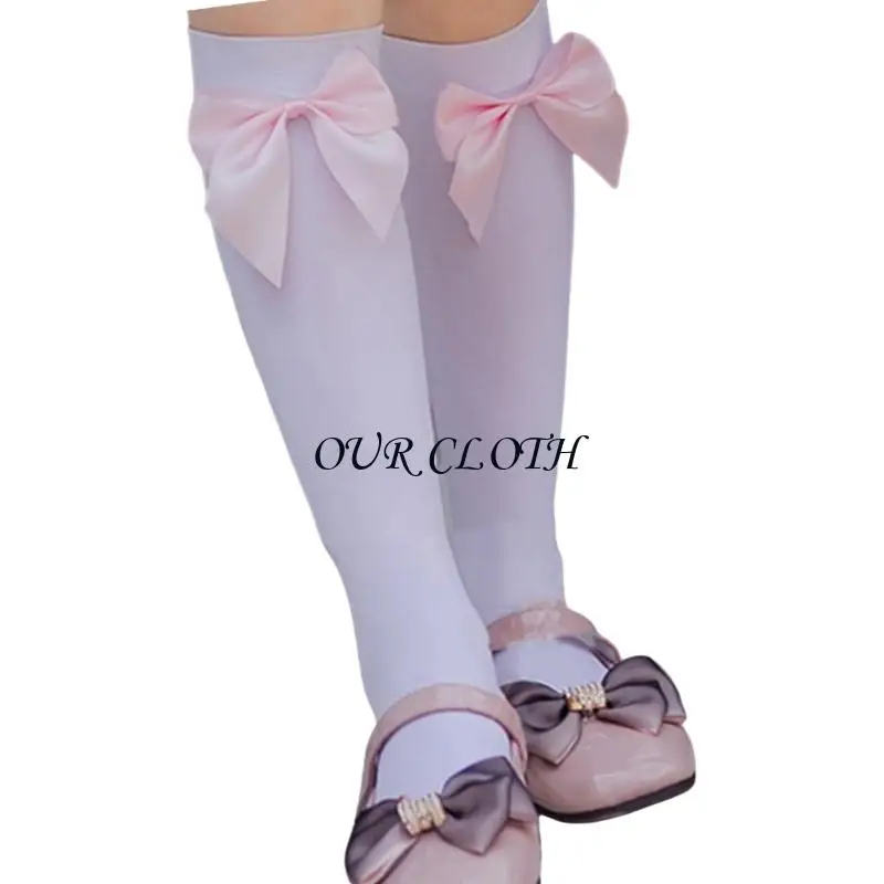 Girls Summer Sweet Bows Calf Socks Knee Highs Socks Summer Fino meias seda pura meias tubo