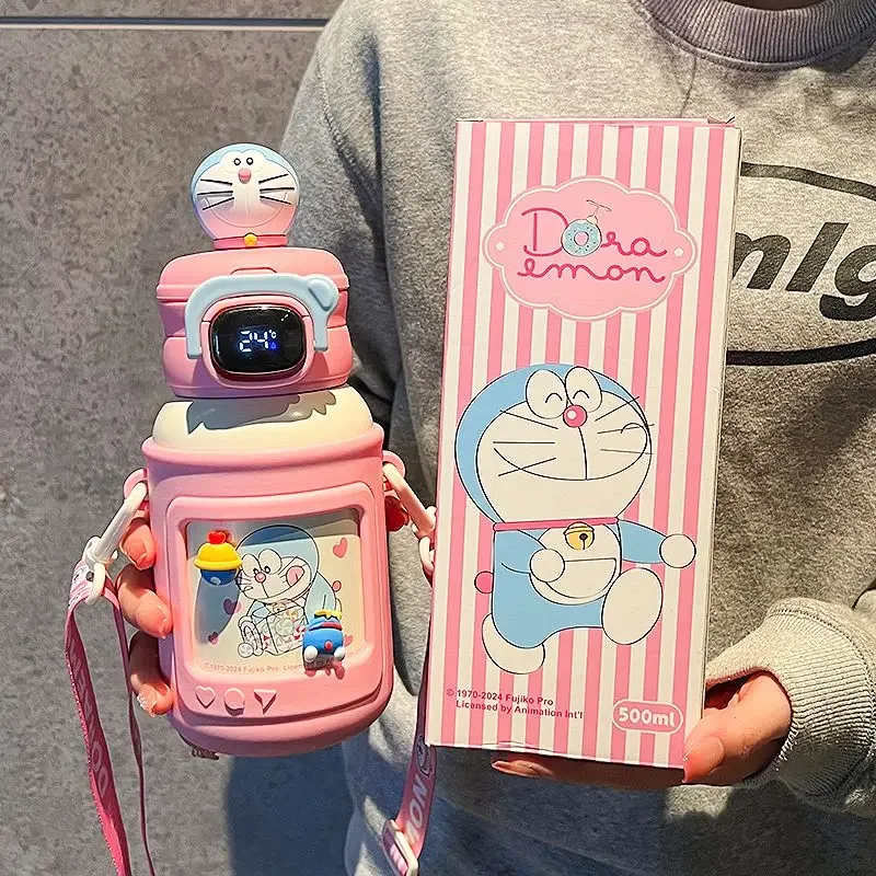 Thermos de dessin animé Doraemon pour enfants, haute apparence, affichage intelligent de la température, bouteilles d'eau pour étudiants, nouveau