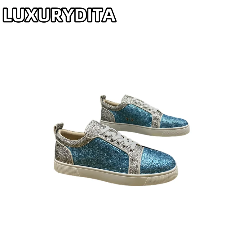 Chaussures de tennis décontractées à la mode pour femmes de qualité supérieure baskets de luxe en cuir véritable pour hommes 35-48 Designr Rivet chaussures d'amoureux à semelles rouges M0091