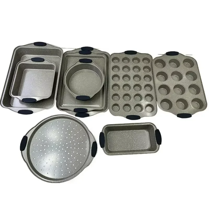 9 Piece Reusable Baking Mold Set Non Stick Rectangle Bread Tray High Temp Resistant Household Kitchen Bakeware for Oven Use