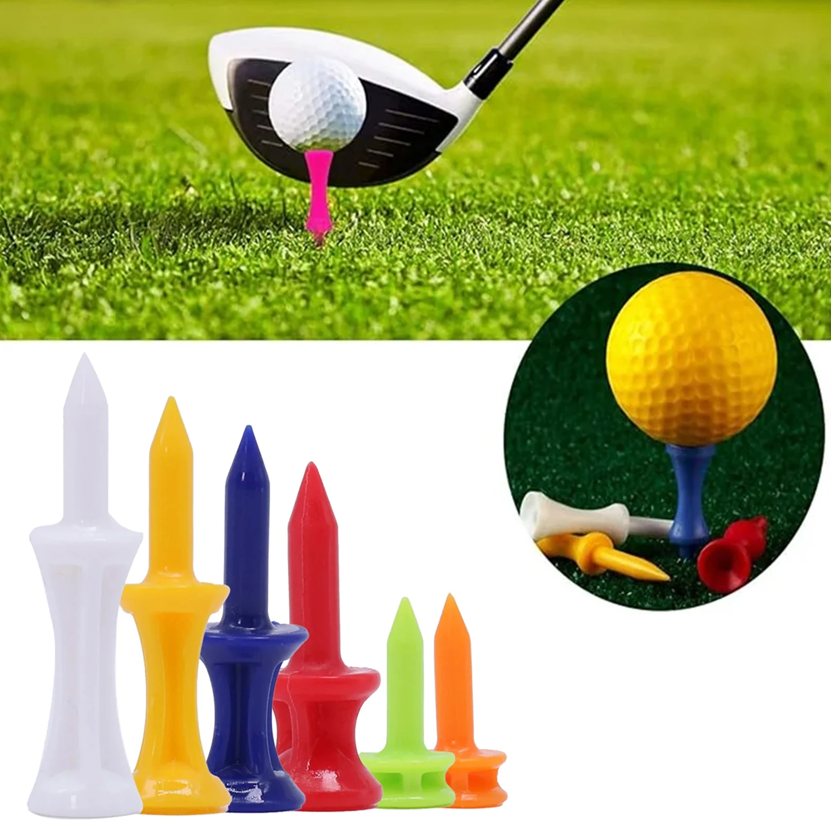 

50 Pcs/Pack Professional Golf Tees 25mm-51mm Castle Orange Golfer Accessory Plastic golf tees perfect for Teeing the ball