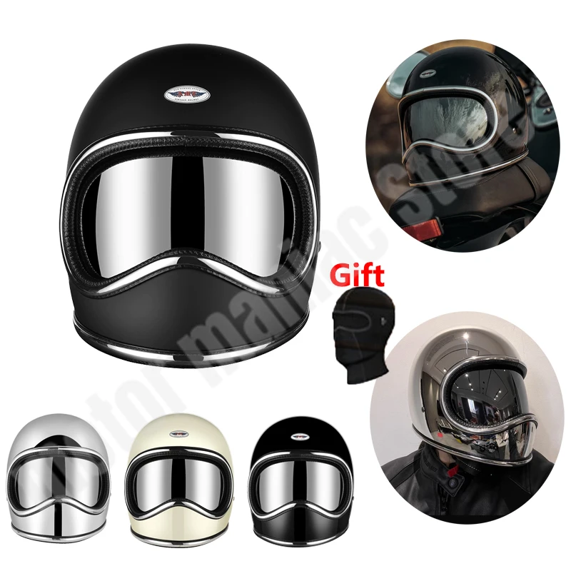 

AMZ Vintage Motorcycle Helmet Small Cruise Men Women Four Seasons Fiberglass Full Helmet Casco Moto Helmet Motorcycle Capacete