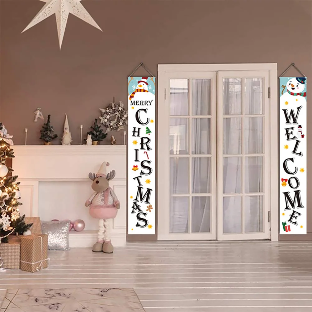 

1 Set Christmas Door Banner Sign Lightweight Porch Decoration Outdoor Holiday Front Porch Merry Christmas Banner Sign